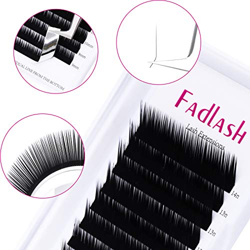FADLASH Eyelash Extensions L Curl 0.10 Mix Tray 8-14mm Classic Lash Extensions Individual Lashes Silk Eyelash Extension Supplies (0.10-L, 8-14mm Mixed) - Image 3