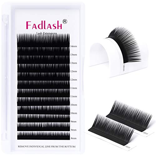FADLASH Eyelash Extensions L Curl 0.10 Mix Tray 8-14mm Classic Lash Extensions Individual Lashes Silk Eyelash Extension Supplies (0.10-L, 8-14mm Mixed) - Image 2