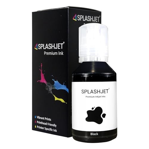 Splashjet 008 Compatible Pigment Ink for Epson L15150, L15160, L6460, L6550, L6570, L6580, M15140, M15180 Printer - Ink Bottle for Epson 008 Ink Code - (120gm x 1 Black) Ink Bottle - 501807 - Image 1