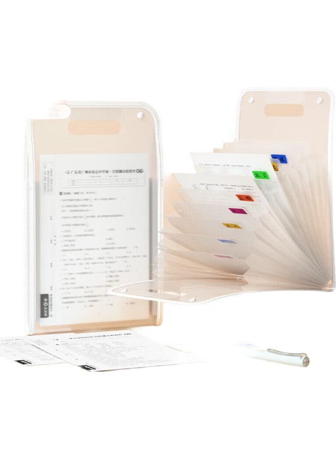 Time Science [Shiguangxue] 13-Compartment Vertical Accordion File Folder, A4 Large Capacity, Transparent, For Primary And Secondary School Students, Subject Classification, Storage Bag, Handheld, Plastic, Office File Folder, Storage Organizer - Image 3