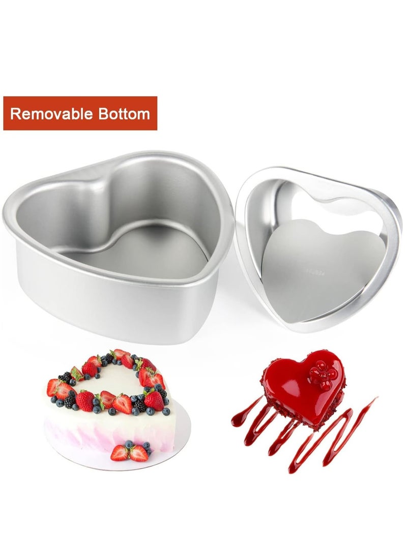 Aluminum Heart Shaped Cake Set for Day and Home 4 and 6 Inch of 2 DIY Baking Mold Tool - Image 2