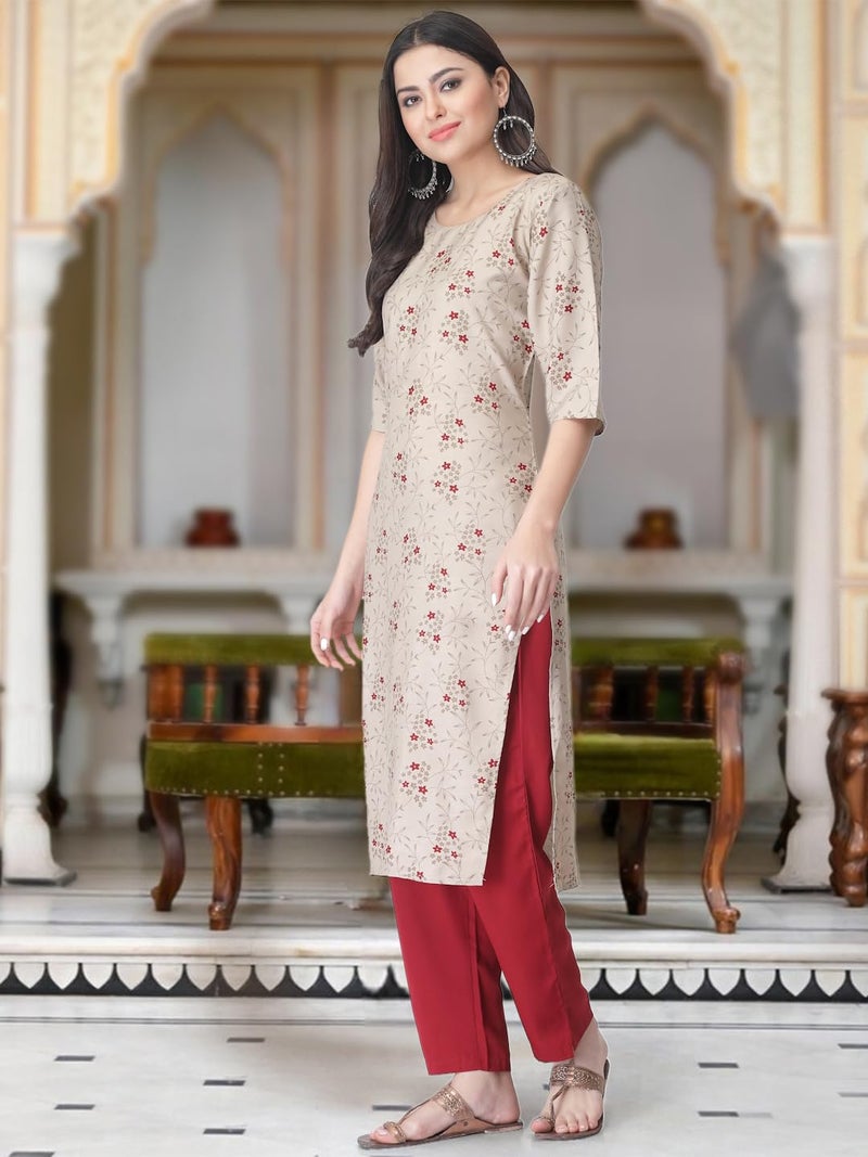 Tee Projekt Versatile Crepe Kurti & Pant Set for Women Printed Kurta Set - Image 3