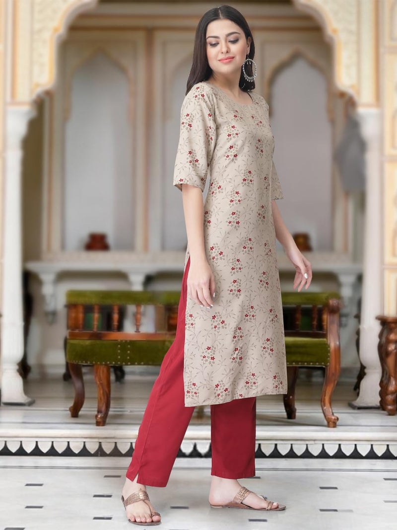 Tee Projekt Versatile Crepe Kurti & Pant Set for Women Printed Kurta Set - Image 4