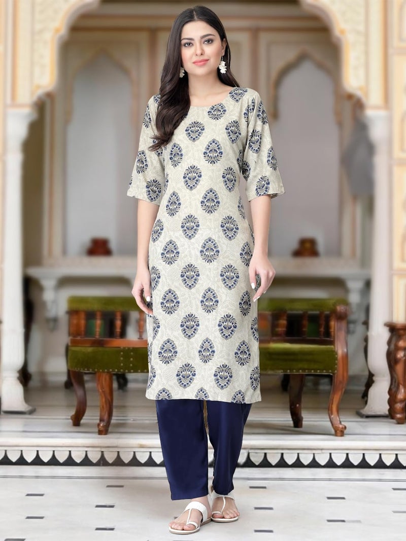 Tee Projekt Versatile Crepe Kurti & Pant Set for Women Printed Kurta Set - Image 5
