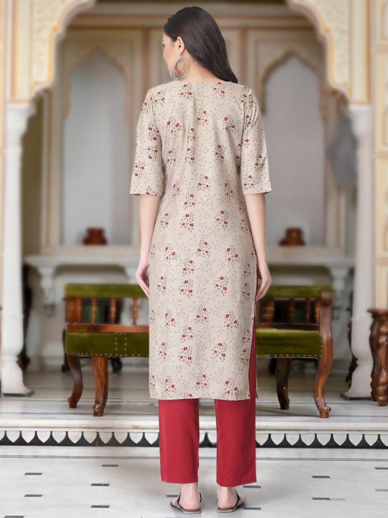 Tee Projekt Versatile Crepe Kurti & Pant Set for Women Printed Kurta Set - Image 2
