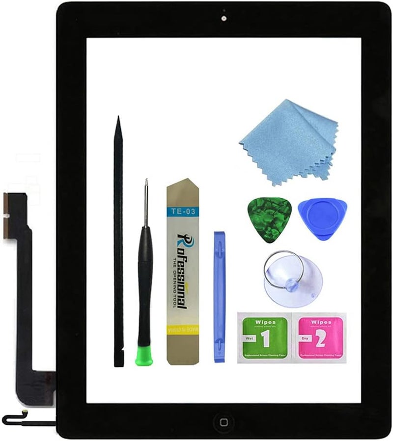 Zentop Touch Screen Digitizer Replacement for Black iPad 4 4th Generation A1458 A1459 A1460 Glass Assembly Repair Kit with Frame Bezel,Tools. - Image 1