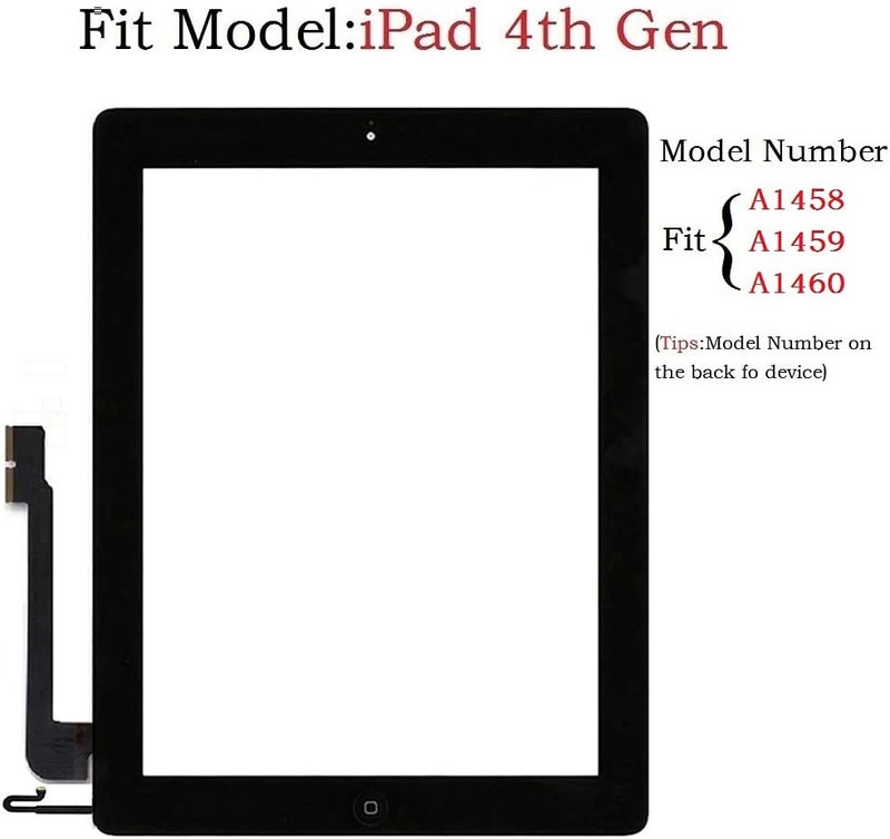 Zentop Touch Screen Digitizer Replacement for Black iPad 4 4th Generation A1458 A1459 A1460 Glass Assembly Repair Kit with Frame Bezel,Tools. - Image 2