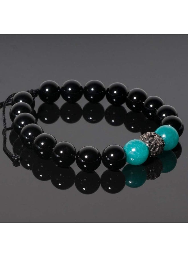 J&C Handmade 8mm Rainbow Black Obsidian Healing Stones Bracelets, S925 Sterling Silver Beads Bracelets for Women/Men., Stone - Image 2