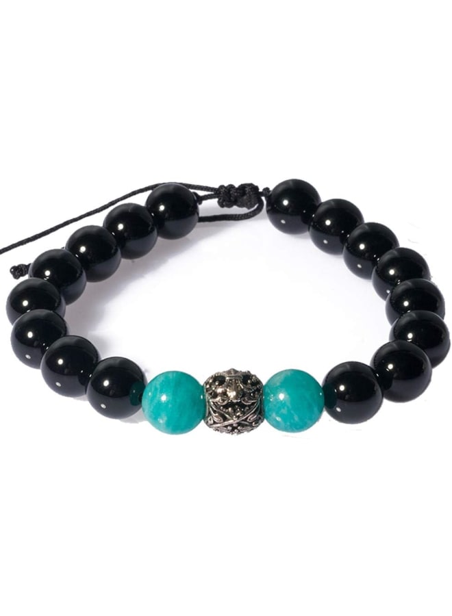 J&C Handmade 8mm Rainbow Black Obsidian Healing Stones Bracelets, S925 Sterling Silver Beads Bracelets for Women/Men., Stone - Image 1