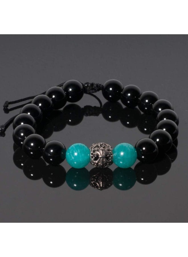 J&C Handmade 8mm Rainbow Black Obsidian Healing Stones Bracelets, S925 Sterling Silver Beads Bracelets for Women/Men., Stone - Image 3