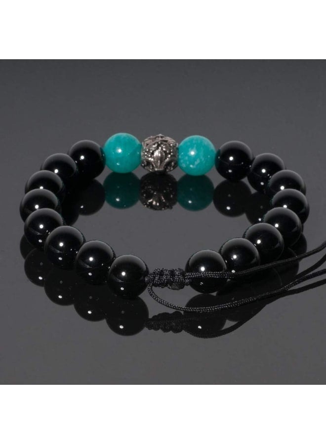J&C Handmade 8mm Rainbow Black Obsidian Healing Stones Bracelets, S925 Sterling Silver Beads Bracelets for Women/Men., Stone - Image 4