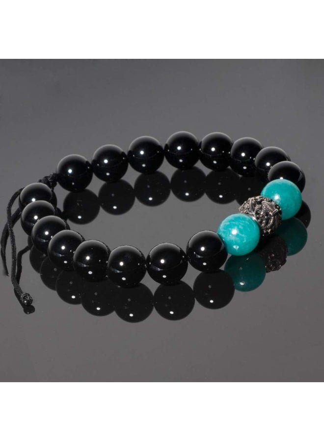 J&C Handmade 8mm Rainbow Black Obsidian Healing Stones Bracelets, S925 Sterling Silver Beads Bracelets for Women/Men., Stone - Image 5