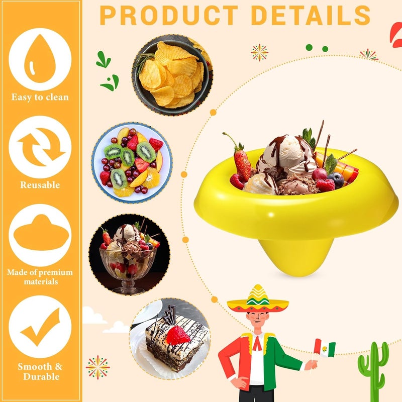 Uiifan 12 Pcs Plastic Ice Cream Bowls Scoops Set 8 Ounces Cinco De Mayo Fiesta Party Cups Dessert Bowls Mini Dessert Sundae Snack Cups for Summer Ice Cream Party Favor Supplies Decorations - Image 3