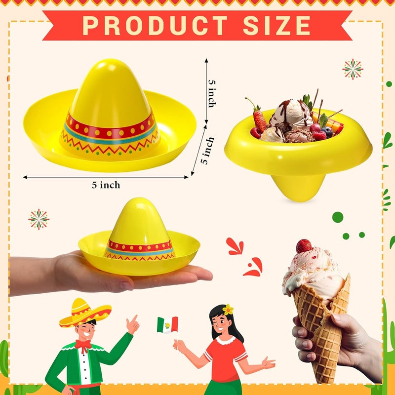 Uiifan 12 Pcs Plastic Ice Cream Bowls Scoops Set 8 Ounces Cinco De Mayo Fiesta Party Cups Dessert Bowls Mini Dessert Sundae Snack Cups for Summer Ice Cream Party Favor Supplies Decorations - Image 2