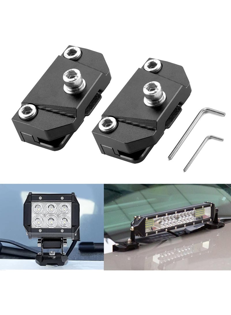 Ditch Light Brackets Hood Mount - 2PCS Universal LED Light Bar Mounting Brackets Hood Hinge Pillar Pod Fog Light Brackets Clamp M6 for Car Truck Off-Road Accessories No Drilling CNC Aluminum Black - Image 1
