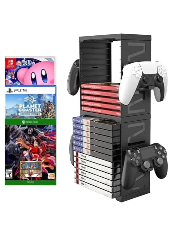 erorex Game Storage Tower Universal Video Game Storage,Game Card Box Holder Vertical Stand for 24 Games Storage ABS Stand Compatible with PS5 PS4 Xbox Nintendo Switch Games Gamer Gifts - Image 1