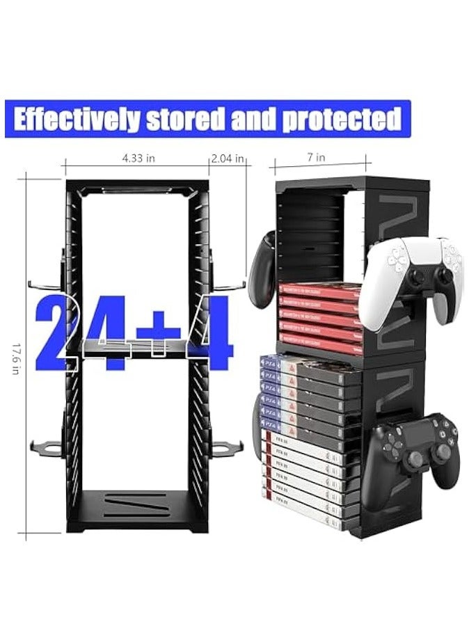 erorex Game Storage Tower Universal Video Game Storage,Game Card Box Holder Vertical Stand for 24 Games Storage ABS Stand Compatible with PS5 PS4 Xbox Nintendo Switch Games Gamer Gifts - Image 2
