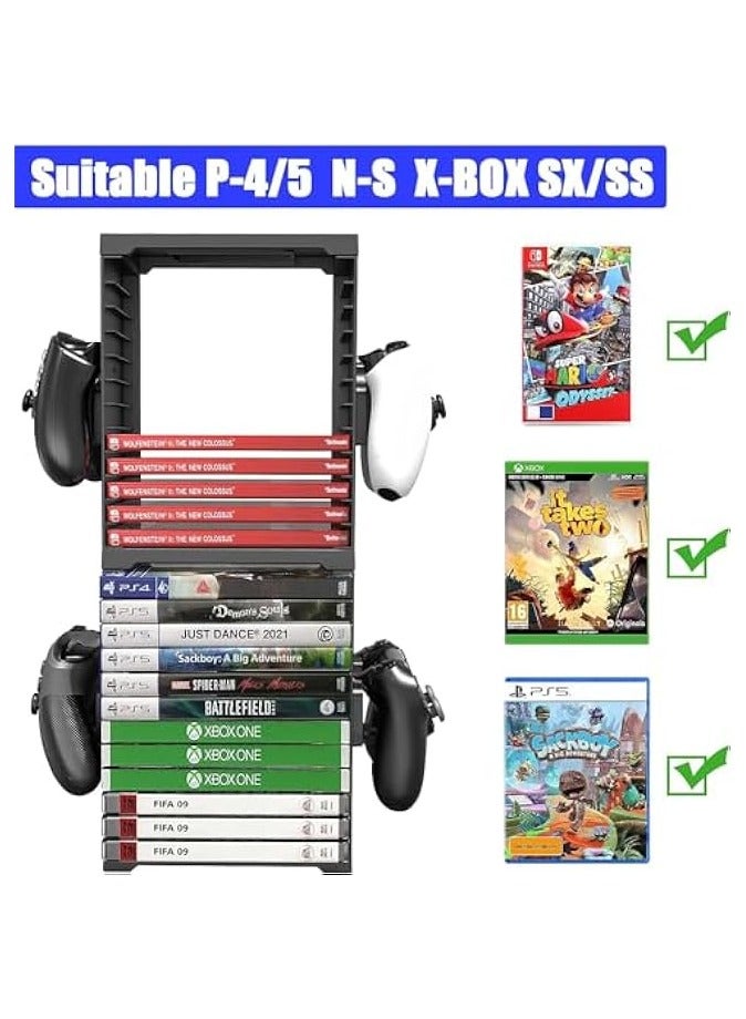 erorex Game Storage Tower Universal Video Game Storage,Game Card Box Holder Vertical Stand for 24 Games Storage ABS Stand Compatible with PS5 PS4 Xbox Nintendo Switch Games Gamer Gifts - Image 3