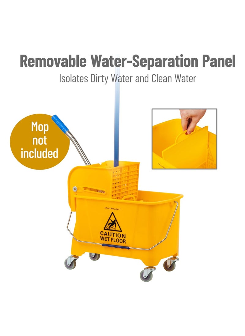 Generic - Commercial Mop Bucket with Wheels, Yellow Mop Drainer with Elbow Press, Easy to Store, Suitable for Home/Commercial/Restaurant/Bathroom/Public Floors, Yellow 20 L - Image 1