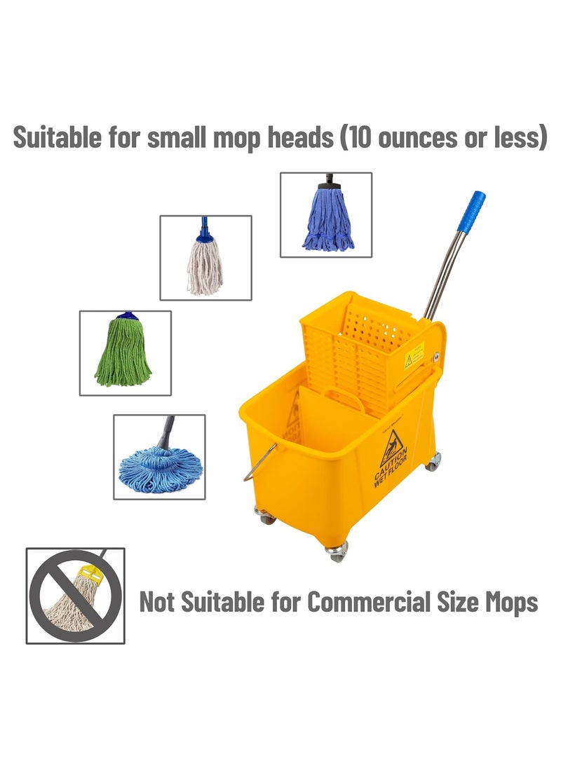 Generic - Commercial Mop Bucket with Wheels, Yellow Mop Drainer with Elbow Press, Easy to Store, Suitable for Home/Commercial/Restaurant/Bathroom/Public Floors, Yellow 20 L - Image 1