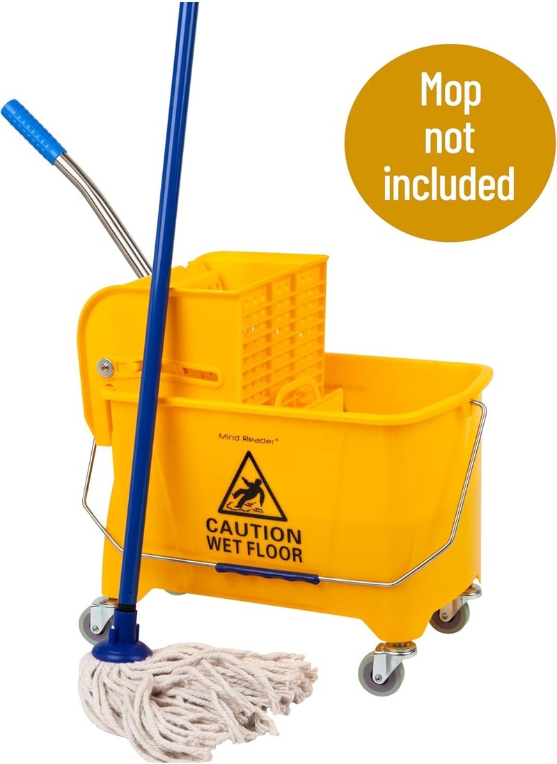 Generic - Commercial Mop Bucket with Wheels, Yellow Mop Drainer with Elbow Press, Easy to Store, Suitable for Home/Commercial/Restaurant/Bathroom/Public Floors, Yellow 20 L - Image 1