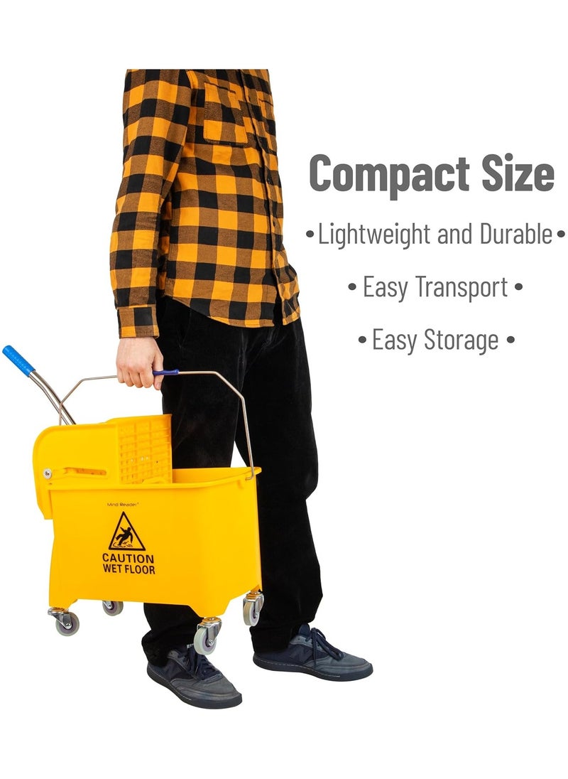 Generic - Commercial Mop Bucket with Wheels, Yellow Mop Drainer with Elbow Press, Easy to Store, Suitable for Home/Commercial/Restaurant/Bathroom/Public Floors, Yellow 20 L - Image 1