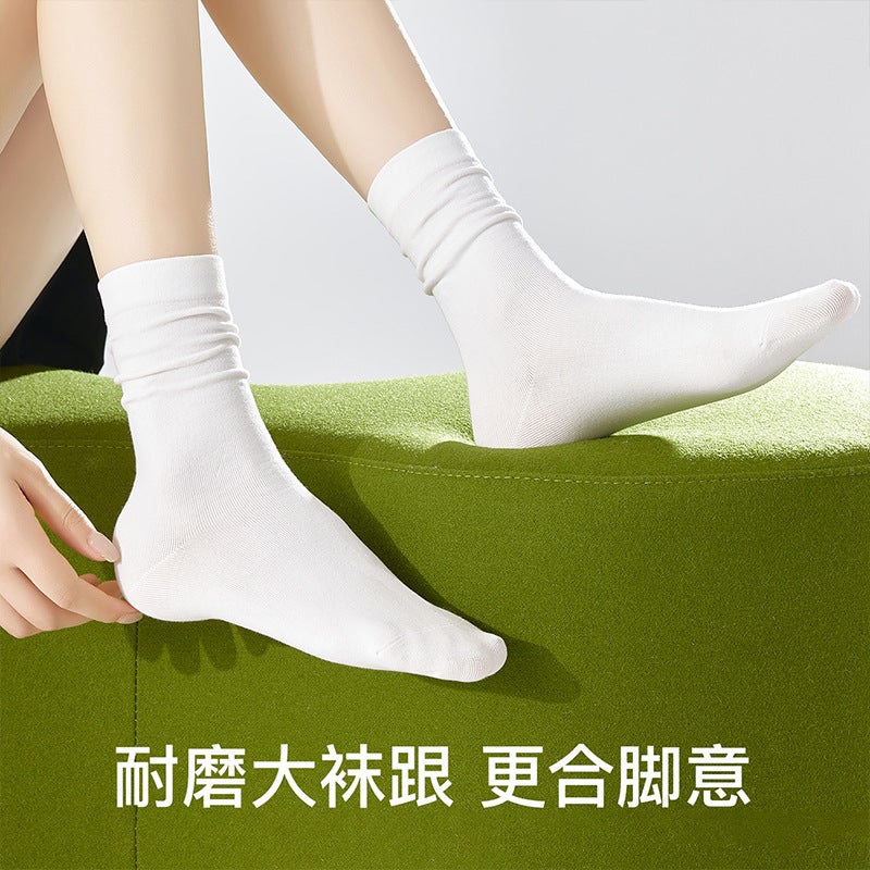 Zhuji Women's Breathable Polyester Mid-Calf Socks – Soft Solid Color Leisure Wear - Image 4