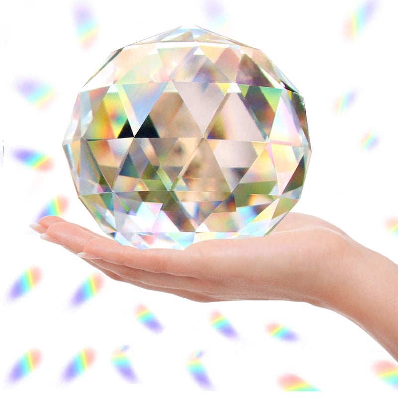 Clear Glass Crystal Ball Prisms Window Rainbow Maker Sphere Faceted Gazing Ball Prism Prism Suncatcher for Home Dcor Feng Shui 120mm472inch