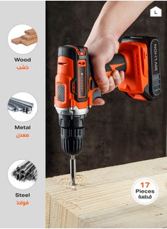 Cordless Drill -20V 10mm with 2 Batteries and Accessories- Rechargeable Power Drill with Philips Flathead Screwdriver Bits and a Carry Case -for Home Improvements DIY Repairs and Construction - pzsku/Z8E71B4BDC7E51BD273F5Z/45/_/1728219546/e759bd01-477f-4da0-baea-b39be78f2c77