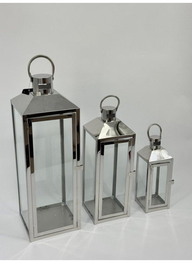 ليفينج مجموعة فوانيس رمضان 3 قطع/ فضي - Image 5