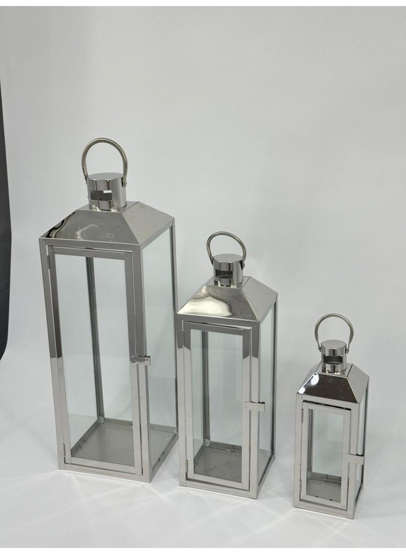 ليفينج مجموعة فوانيس رمضان 3 قطع/ فضي - Image 4