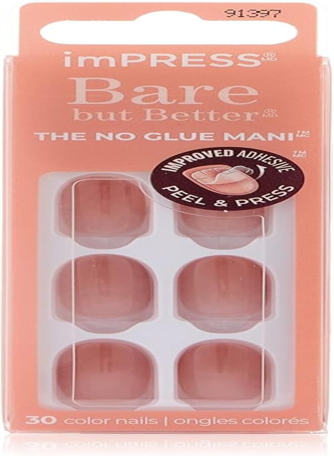 Kiss Impress Bare But Better False Nails 30-Pieces, Charmer