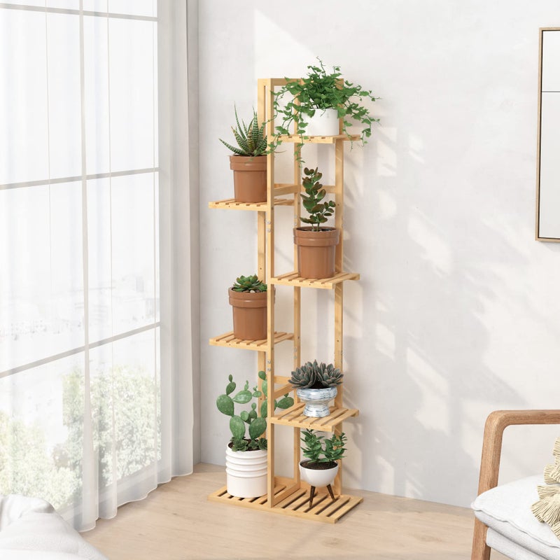 Laiensia Bamboo Plant Stand Rack 6 Tier,Multiple Stand Holder Shelf Rack, Indoor&Outdoor Planter Display Shelves for Patio Garden, Living Room, Corner Balcony and Bedroom,Wood Color - Image 2