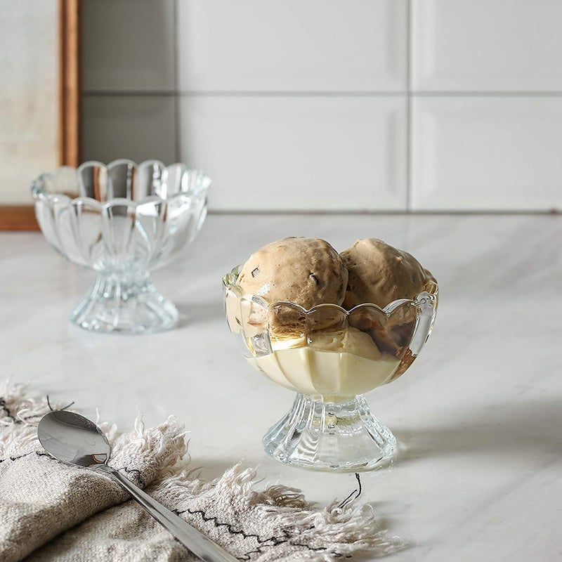 ROSEFINCH ROSEFINCH 120ml Small Cute Round Shaped Crystal Clear Cut Glass Ice Cream CupsBowls Perfect for Dessert Ice Cream Fruit Salad and Cocktail Cup Set Pack of 6 pcs  - Image 2