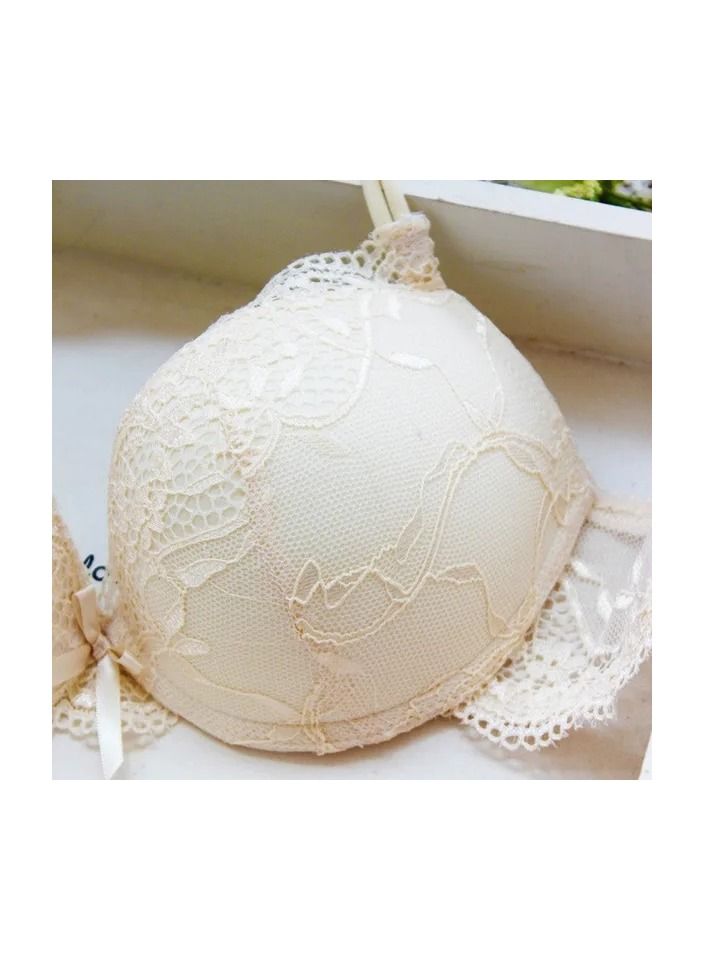 1-Set No Trace Underwear Suits,Anti-Sagging Bra with Steel Ring,Lace Beautiful Brief,Colour Beige,Size 70B - Image 3
