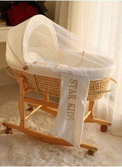 StarKids Baby cradle, Moses basket, white, with rocking stand  - Image 1