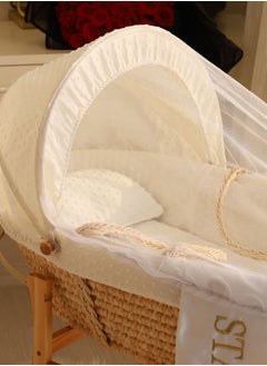 StarKids Baby cradle, Moses basket, white, with rocking stand  - Image 3