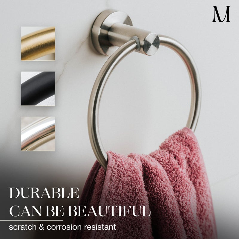 Marmolux Acc Brushed Towel Ring for Bathroom - Hand Towel Holder for Bathroom Wall - SUS304 Stainless Steel Bathroom Towel Rack Hardware Set. - Image 2