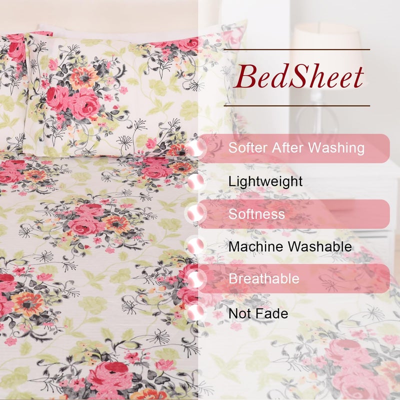 Status Contract Status Contract 2024 Cotton Rich Double Fitted Bedsheet with 2 Pillow Covers for Bed Room, Home, Hotel-120 GSM (Rose)  - Image 5