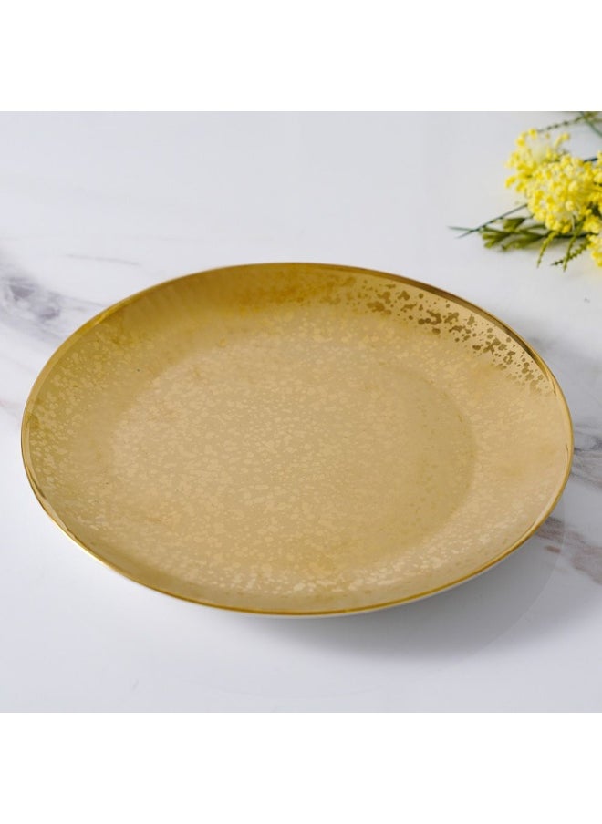 DANUBE HOME Zahra Dinner Plate Plate For Serving, Main Courses And Meals Microwave Oven and Dishwasher Safe Kitchen Tableware Blue, Gold 10.5 Inch  - Image 1