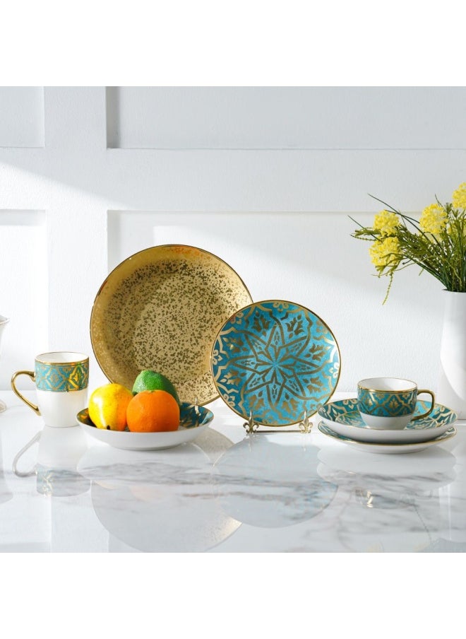 DANUBE HOME Zahra Dinner Plate Plate For Serving, Main Courses And Meals Microwave Oven and Dishwasher Safe Kitchen Tableware Blue, Gold 10.5 Inch  - Image 3