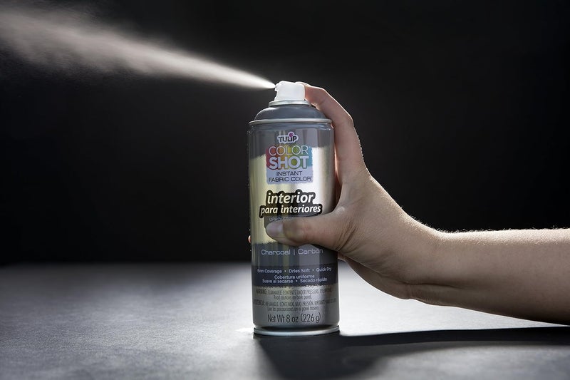 Tulip ColorShot Fabric Spray Paint for Upholstery, Permanent Spray-On Fabric Paint for Furniture, 8 oz, Charcoal Grey - Image 1