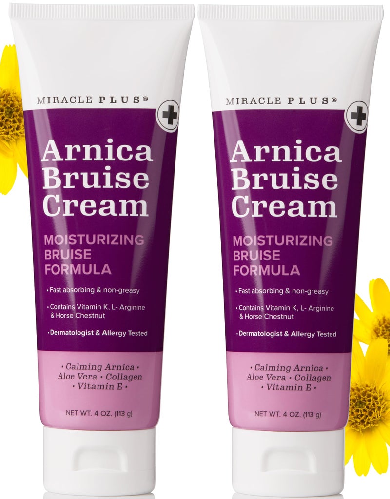 Miracle Plus Arnica Cream Extra Strength Bruise Relief Lotion For Bruising And Swelling On Skin | Arnica Gel, Vitamin K Cream, Skin Care | Moisturizing Bruise Formula With Horse Chestnut, 2-Pack - Image 1