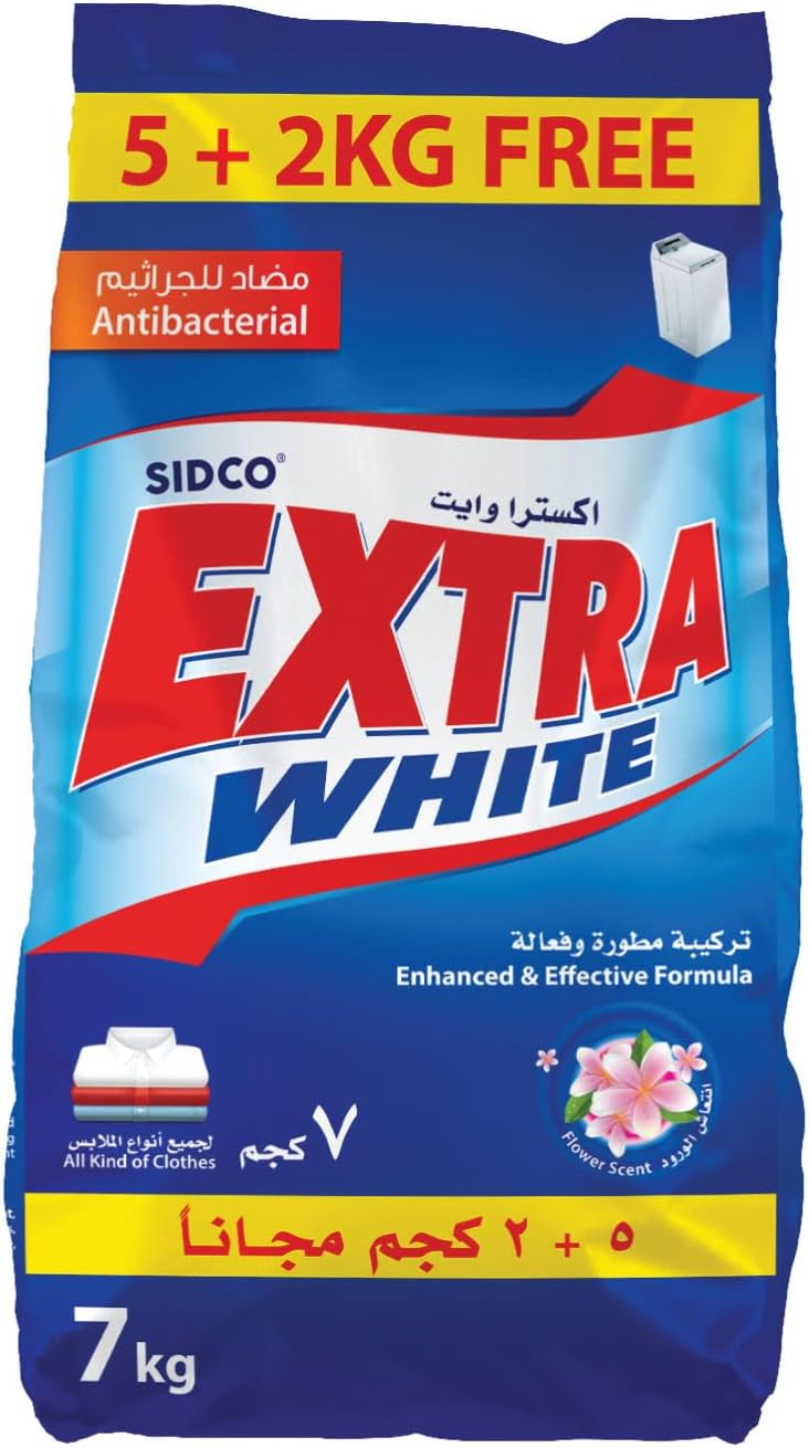 مسحوق غسيل إكسترا وايت، فوم عالي الزهور، 5+ 2 كجم مجانًا