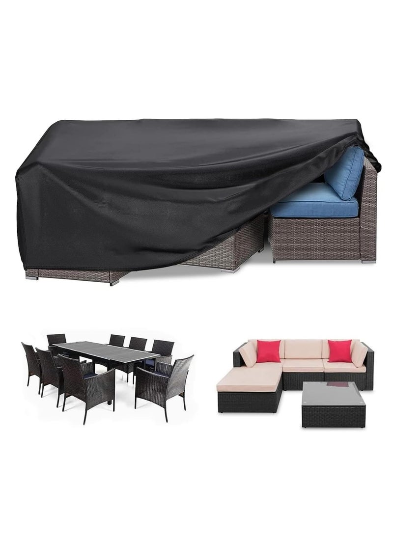 SKY-TOUCH - Patio furniture cover 213x132 cm, outdoor table and chair set covers, dust-proof and UV-resistant garden furniture set cover, heavy-duty Oxford fabric furniture covers (Black) - Image 1