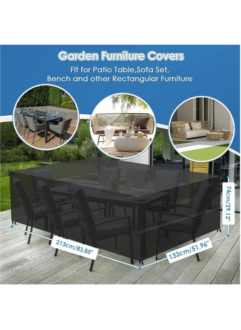 SKY-TOUCH - Patio furniture cover 213x132 cm, outdoor table and chair set covers, dust-proof and UV-resistant garden furniture set cover, heavy-duty Oxford fabric furniture covers (Black) - Image 1