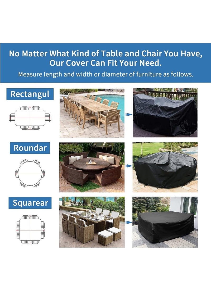 SKY-TOUCH - Patio furniture cover 213x132 cm, outdoor table and chair set covers, dust-proof and UV-resistant garden furniture set cover, heavy-duty Oxford fabric furniture covers (Black) - Image 1