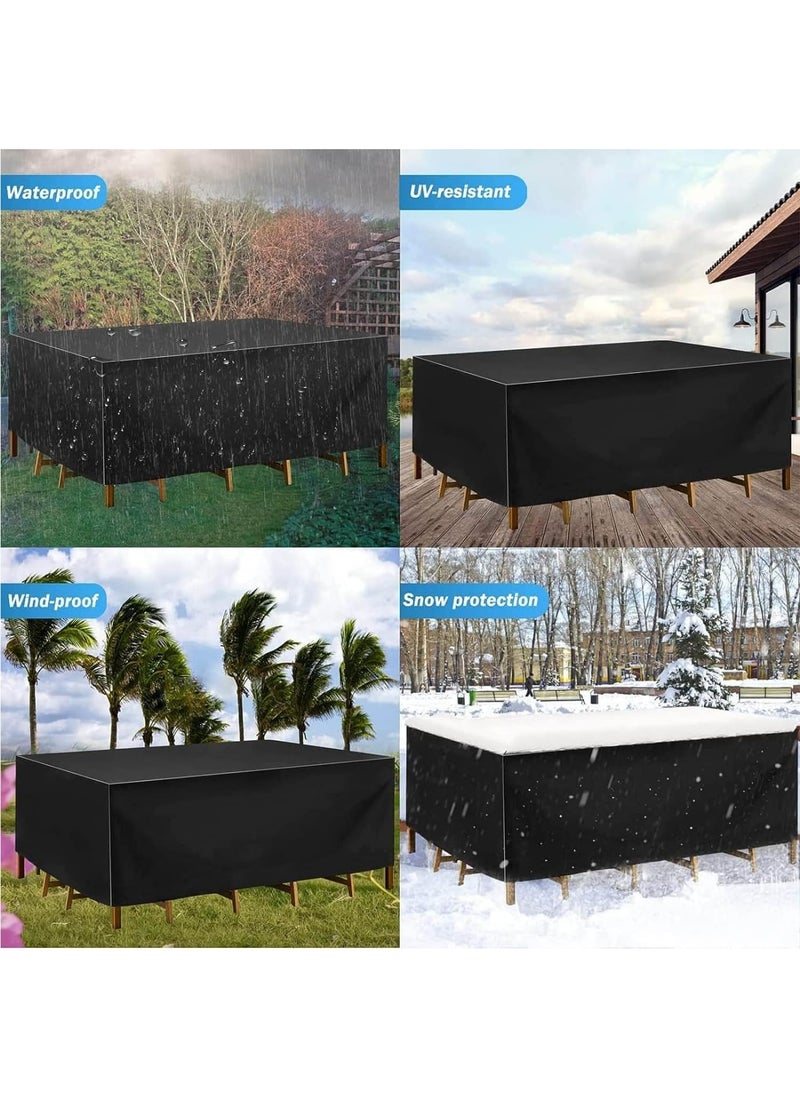 SKY-TOUCH - Patio furniture cover 213x132 cm, outdoor table and chair set covers, dust-proof and UV-resistant garden furniture set cover, heavy-duty Oxford fabric furniture covers (Black) - Image 1