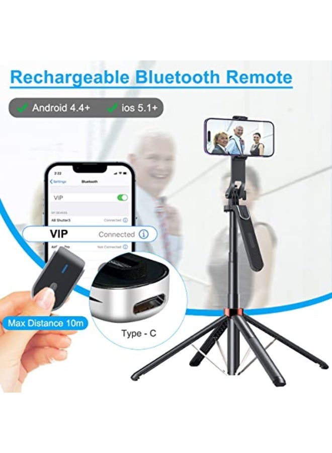 71 inch Extra Long Selfie Stick Tripod Anti-shake Selfie Stick with Balance Handle,Quadripod Stand with Rechargeable Bluetooth Remote for Mobile Phone, Selfie Stick Tripod with 1/4 Screw - Image 3