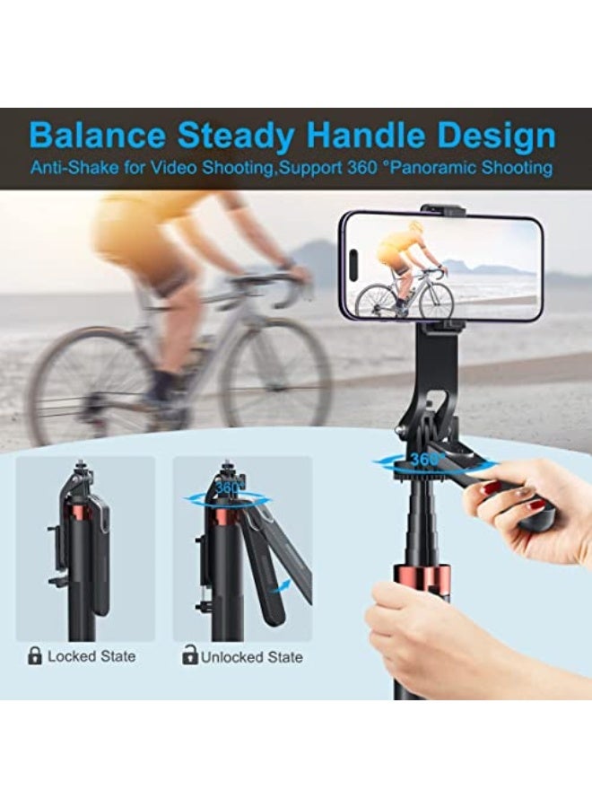 71 inch Extra Long Selfie Stick Tripod Anti-shake Selfie Stick with Balance Handle,Quadripod Stand with Rechargeable Bluetooth Remote for Mobile Phone, Selfie Stick Tripod with 1/4 Screw - Image 2
